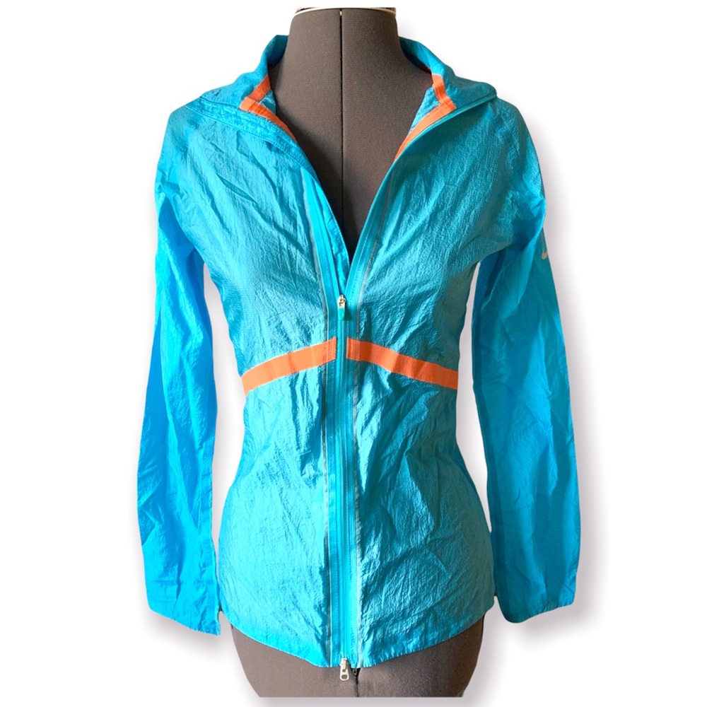 Nike Phenom windbreaker XS blue and Orange very light weight running jacket coat